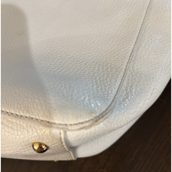 Lauren  Ralph Lauren White/ Crème Medium Tote Bag Purse Gold Accents 12”x12”x4” - Picture 5 of 16